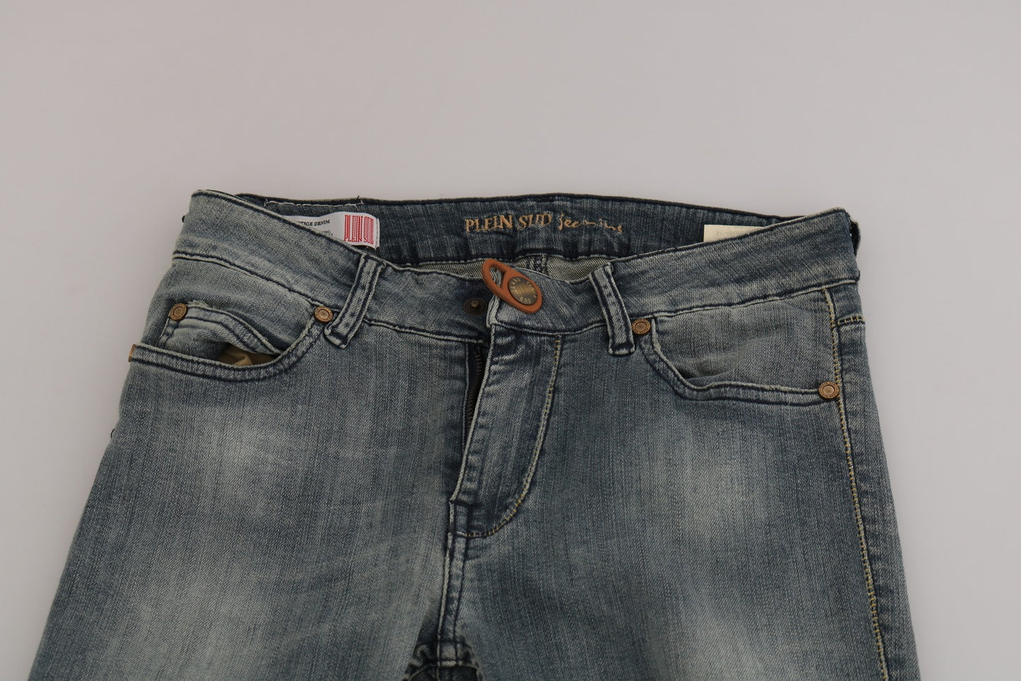 PLEIN SUD Blue Washed Low Waist Slim Fit Skinny Denim Casual Jeans