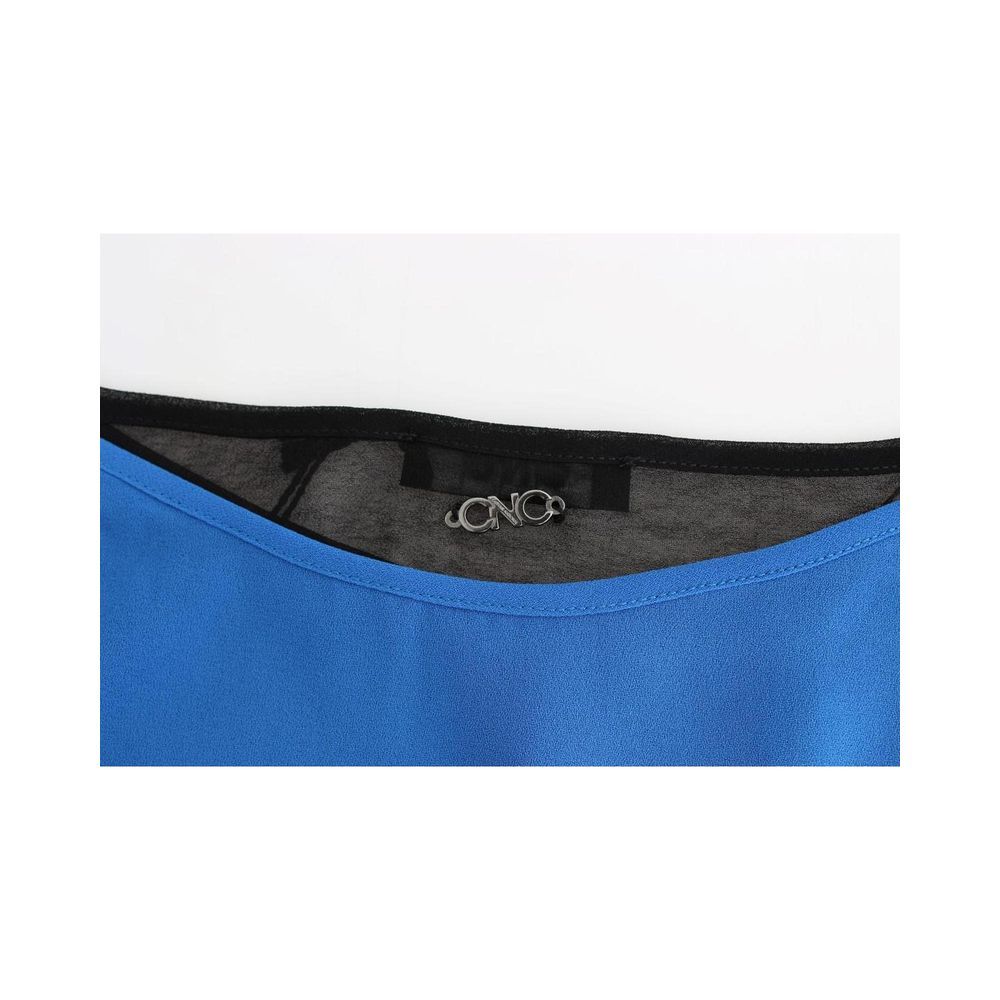 Activewear T-Shirt by Costume National for women in silk & polyester black & blue features a dynamic silhouette with and enhanced by functional .