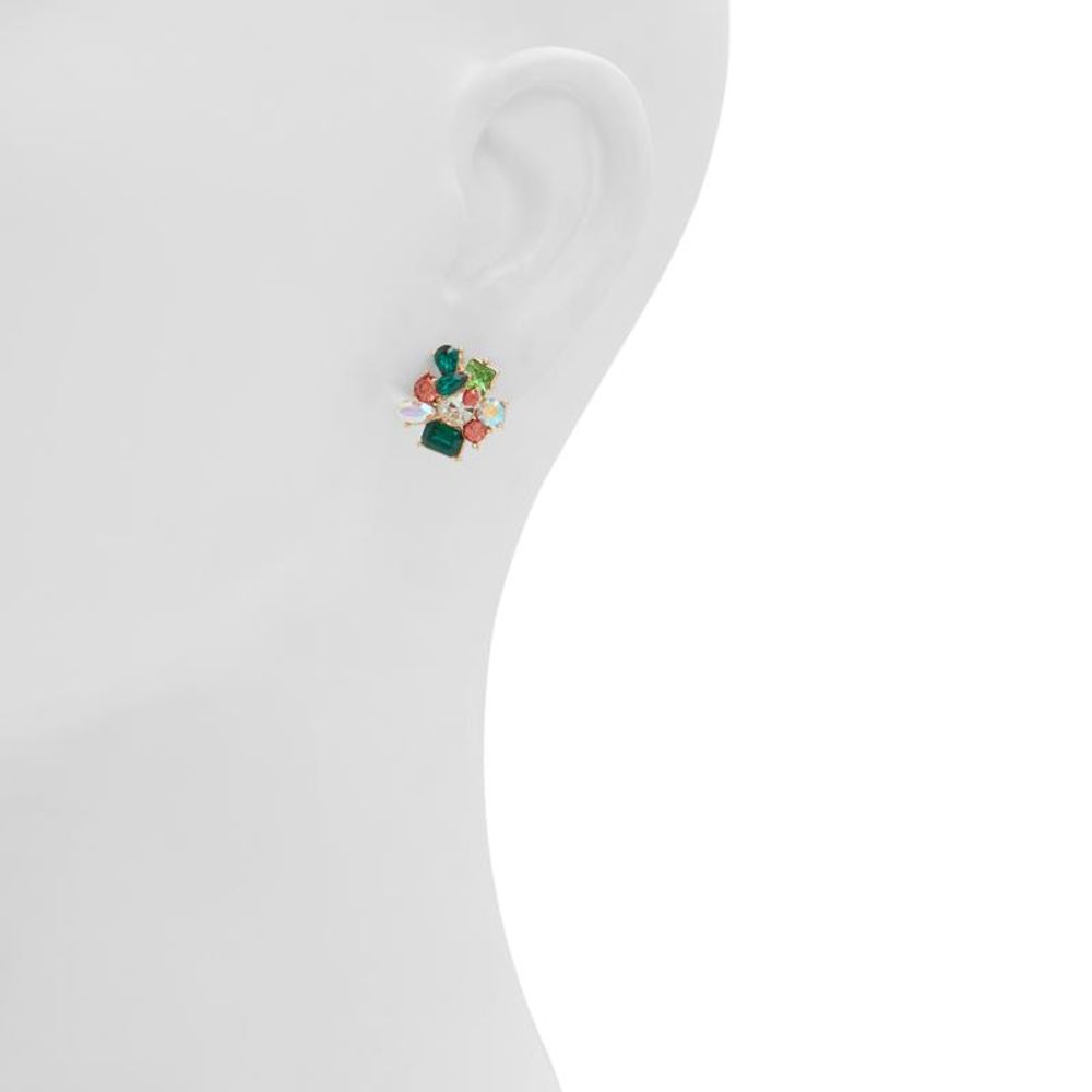 ALDO Women's Brass & Elastane Earrings - Dark Green