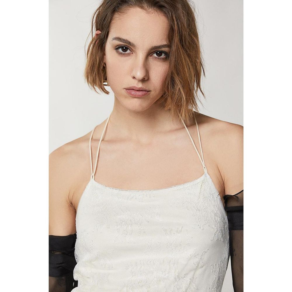Patrizia Pepe Women's Sleeveless Nylon & Lace Short Dress - Silver