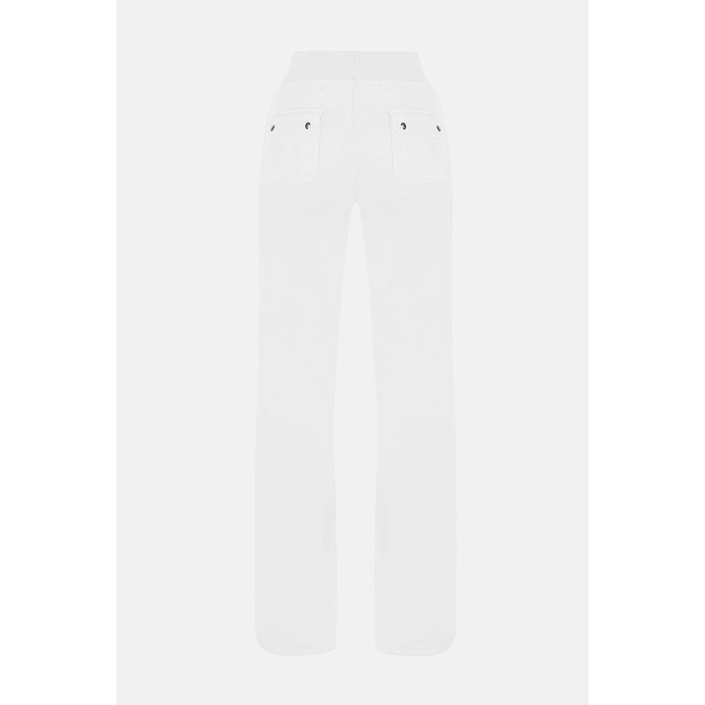 Juicy Couture Crisp Women's Plush Polyester Velour Casual Pants - White Signature