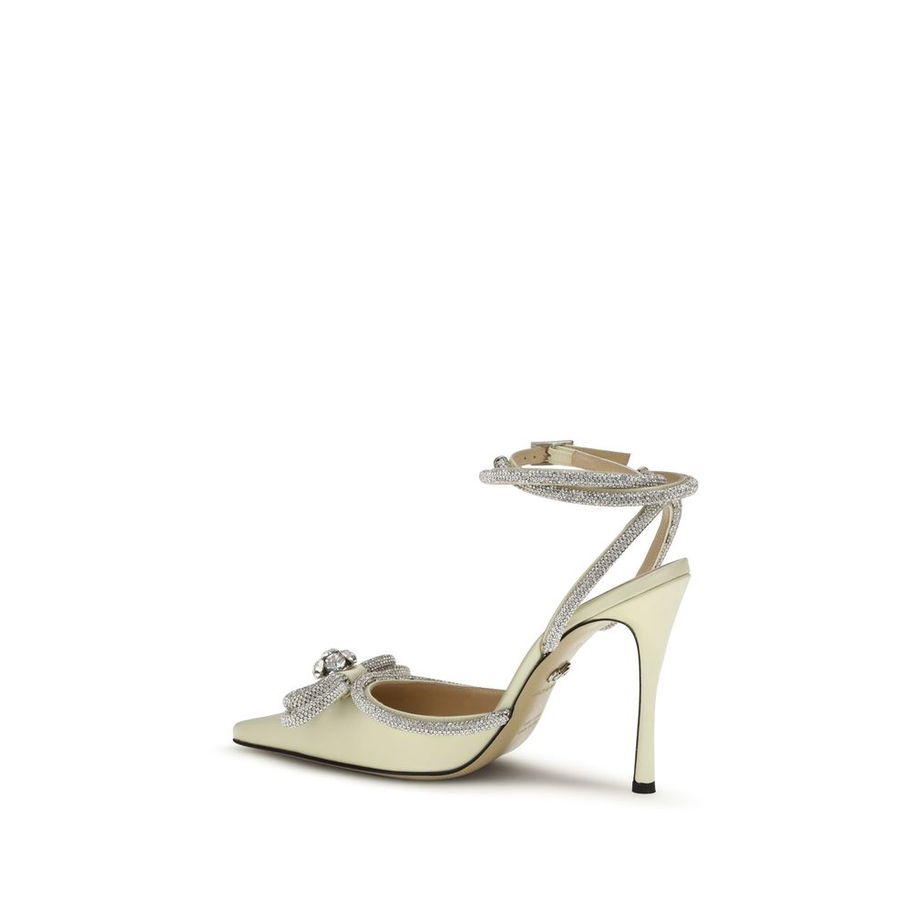 High-Heel Ankle Strap Pumps Heels by MACH & MACH for women in leather silk satin & crystal bicolour & signature showcases a exquisite silhouette, perfectly accentuating Women's Leather Silk Satin & Crystal High-Heel Ankle Strap Pumps Heels with a exquisite high-heel and exquisite .