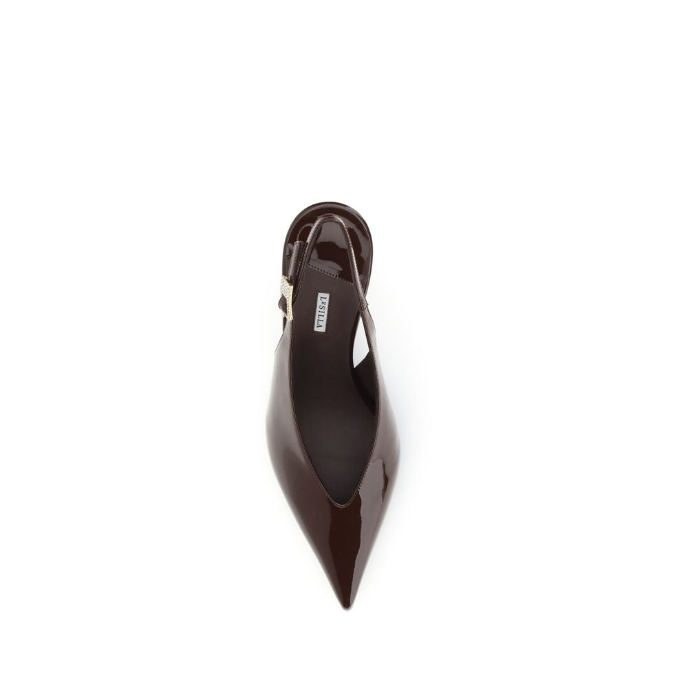 This Platform Slingback Pumps Heels by LE SILLA for women in bos taurus calfskin leather & crystal black, brown & silver presents a effortlessly chic silhouette from the Women's Bos Taurus Calfskin Leather & Crystal Platform Slingback Pumps Heels collection, featuring a effortlessly chic platform and effortlessly chic .