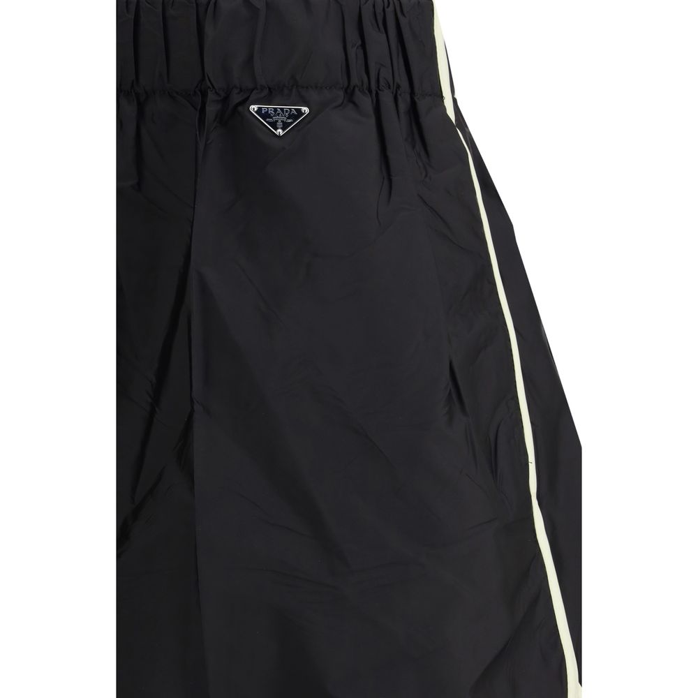 Bermuda Shorts by Prada for women in nylon black & signature features an nuanced silhouette, showcasing a nuanced slim & oversized with a short cut and for a sophisticated, premium finish.