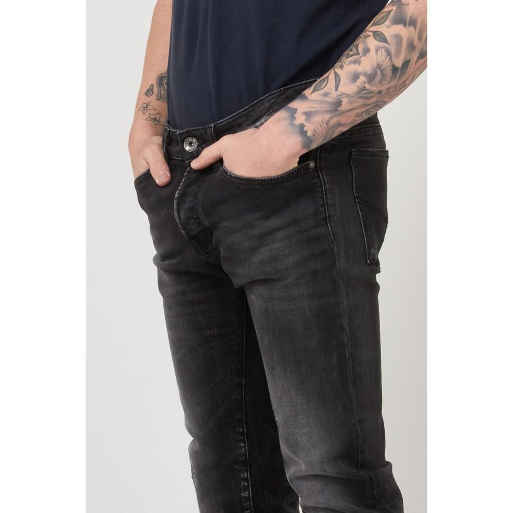 Gas Men's Skinny Stretch Denim Cotton Jeans - Black