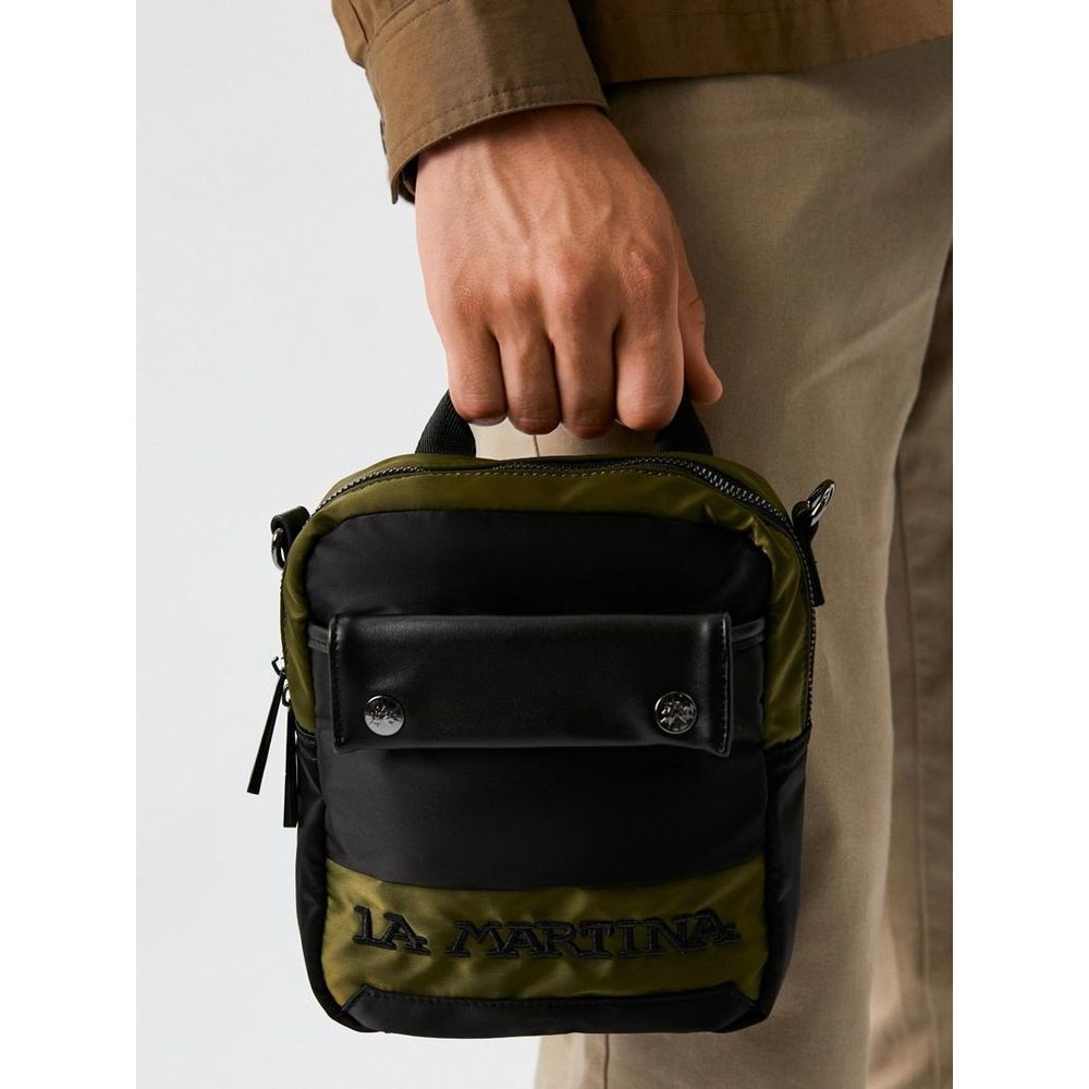 La Martina Polyester Polyurethane Denim Crossbody Messenger Bag - Bicolour Green
