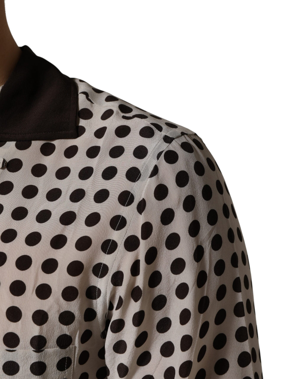 Dolce & Gabbana Men's Slim Long-Sleeve Silk T-Shirt - Black White Patterned