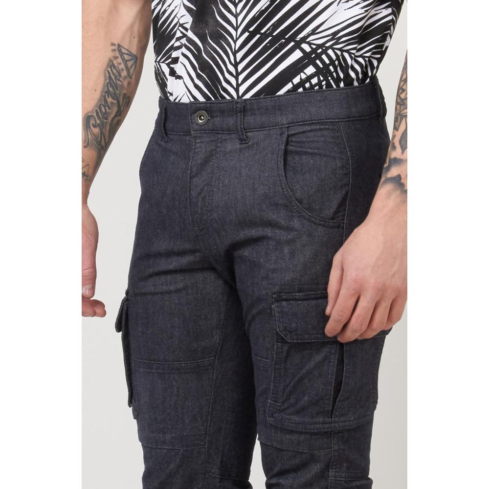 Gas Men's Stretch Polyester Cotton & Wool Cargo Pants - Navy