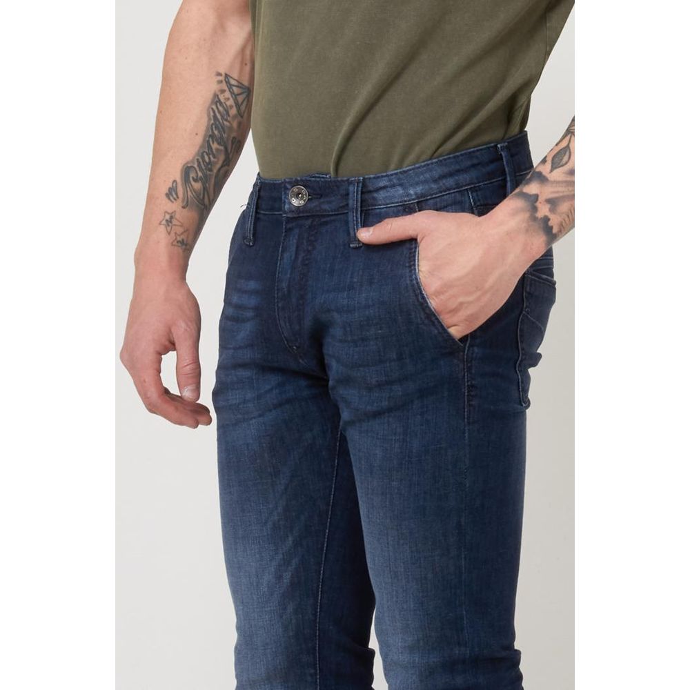 Gas Men's Slim Stretch Denim Cotton Polyester Jeans - Blue
