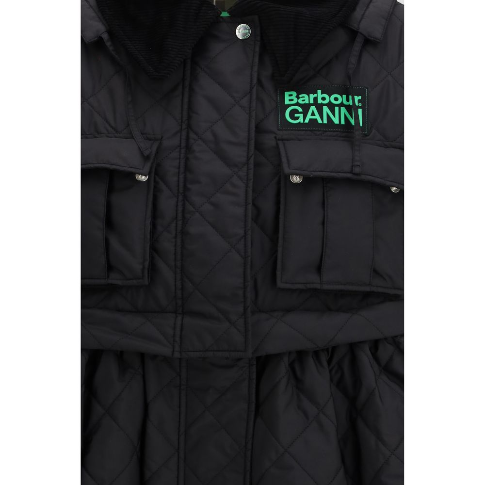 Hooded Overcoat by Barbour for women in polyester & rubber black features a contemporary silhouette showcasing a contemporary and refined pockets & hooded for a sophisticated finish.