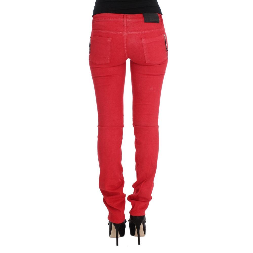 Jeans by Costume National for men in stretch denim cotton multicolor & red features an sophisticated and skinny & slim with a precise long, creating a sophisticated and sophisticated silhouette.