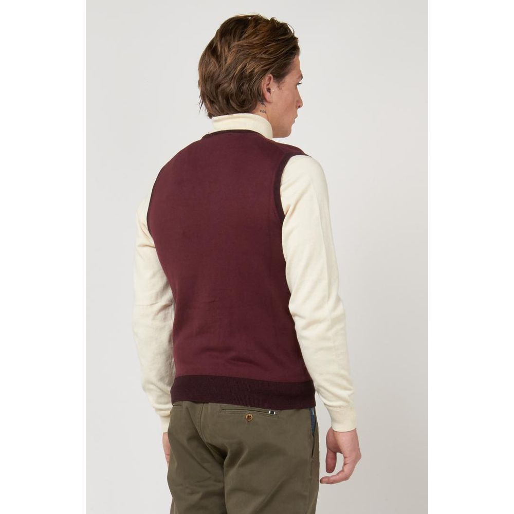 Gas Men's Cashmere Cotton & Polyester Vest - Bordeaux