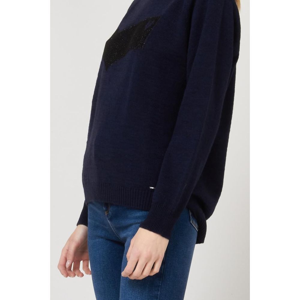 Gas Women's Acrylic Alpaca & Marabou Wool Sweatshirt - Navy