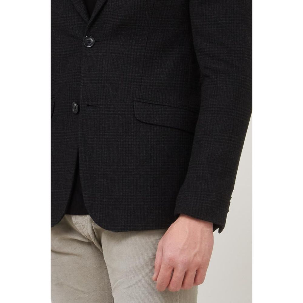 Gas Men's Polyester & Wool Blazer - Black