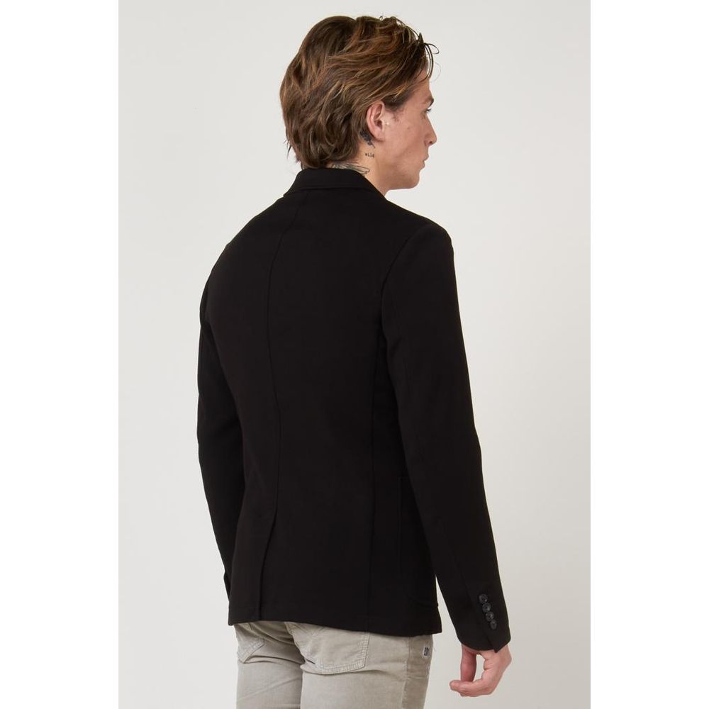 Gas Men's Stretch Viscose Polyester Blazer - Black