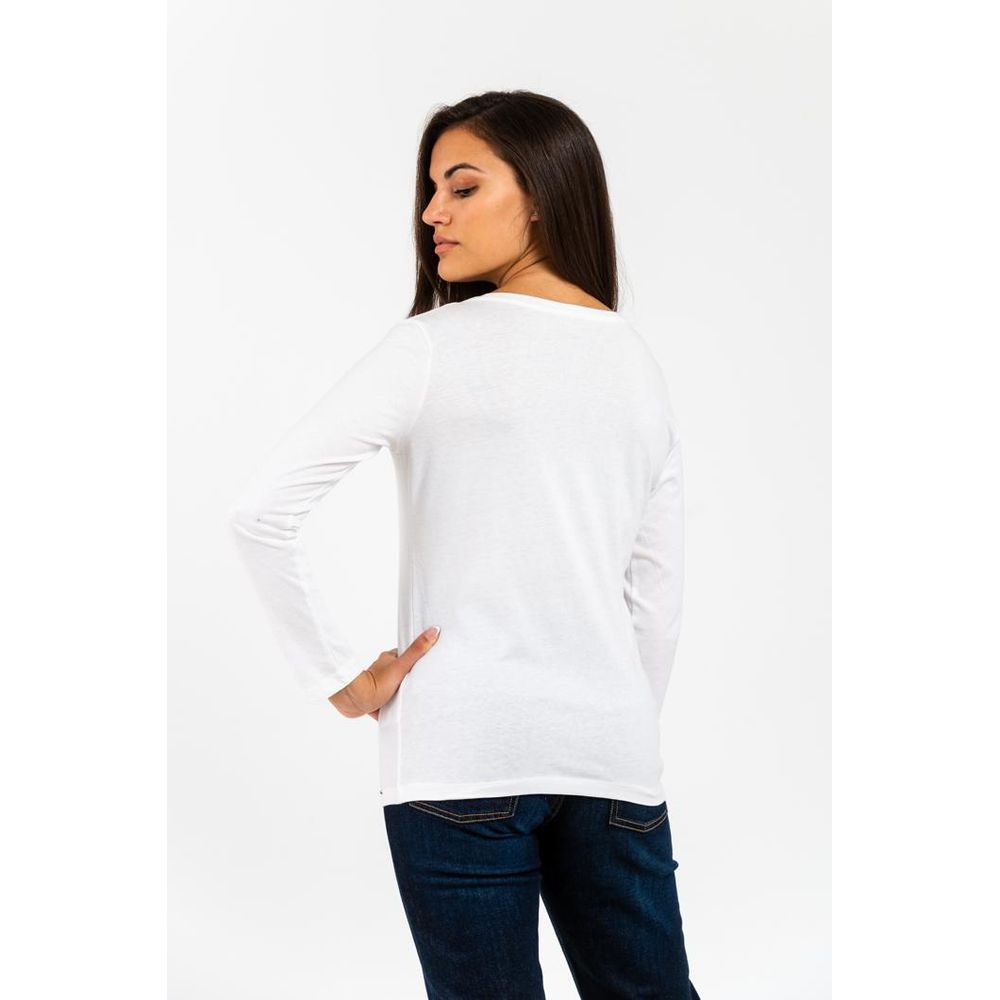 Gas Women's Long-Sleeve Cotton T-Shirt - White