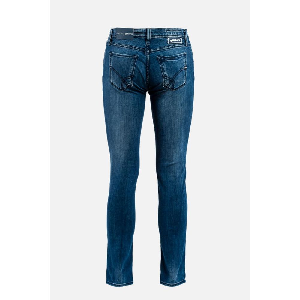 Gas Men's Slim Stretch Denim Cotton Jeans - Blue