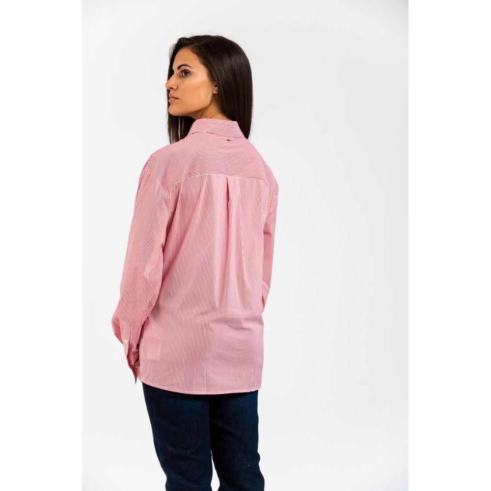 Gas Women's Long-Sleeve Stretch Polyamide Cotton Shirt - Red Patterned