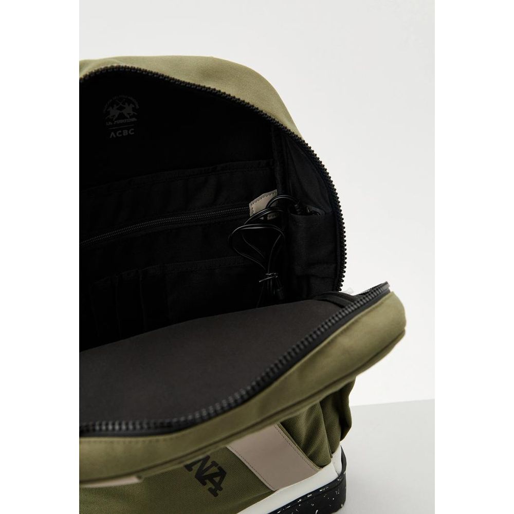 La Martina Cotton Polyester Canvas Rucksack Backpack - Bicolour Green