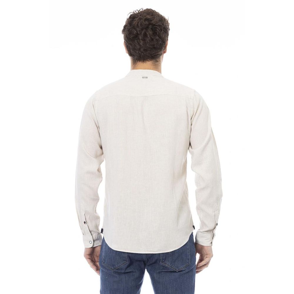 Baldinini Trend Men's Long-Sleeve Rayon & Flax T-Shirt - White