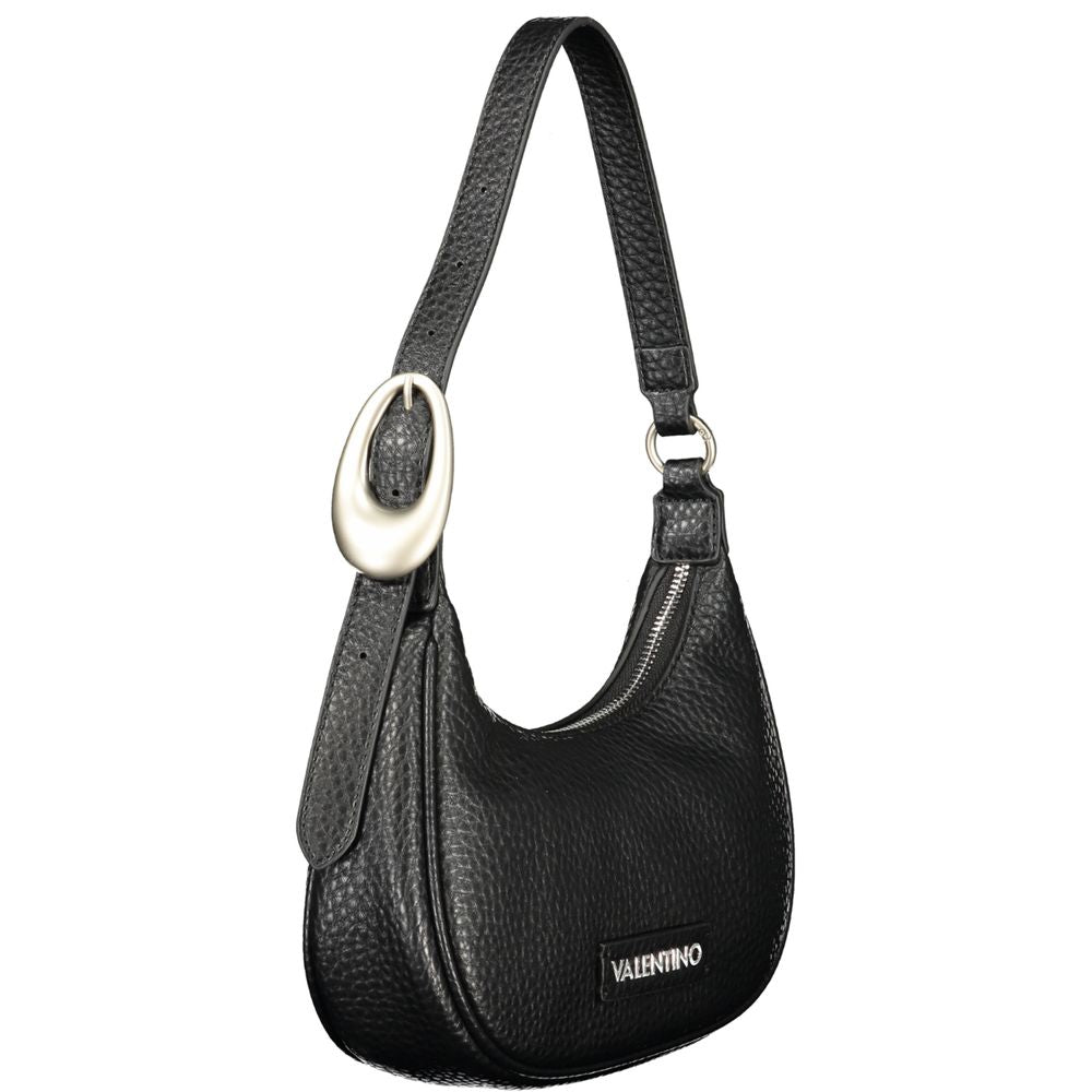Handbag by Mario Valentino for women in polyurethane black & signature presents a ornamental silhouette, showcasing a secure zipper, ample internal-pockets, and versatile adjustable-strap & handle for a ornamental finish.