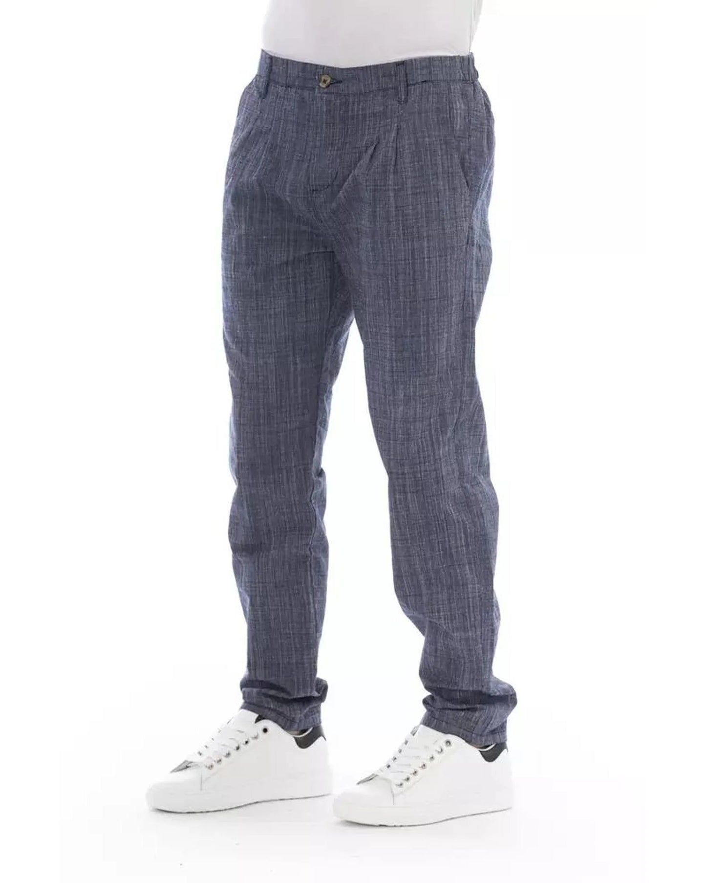 Chinos Pants by Baldinini Trend for men in cotton blue, featuring a architectural with a architectural long and for a refined silhouette.