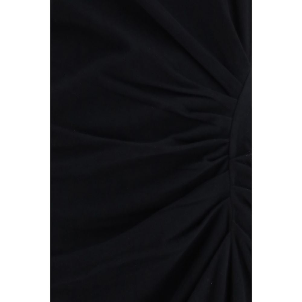 Dress by Isabel Marant for women in cotton black features an eye catching silhouette with a sophisticated , elegant , and a refined short long for a eye catching aesthetic.
