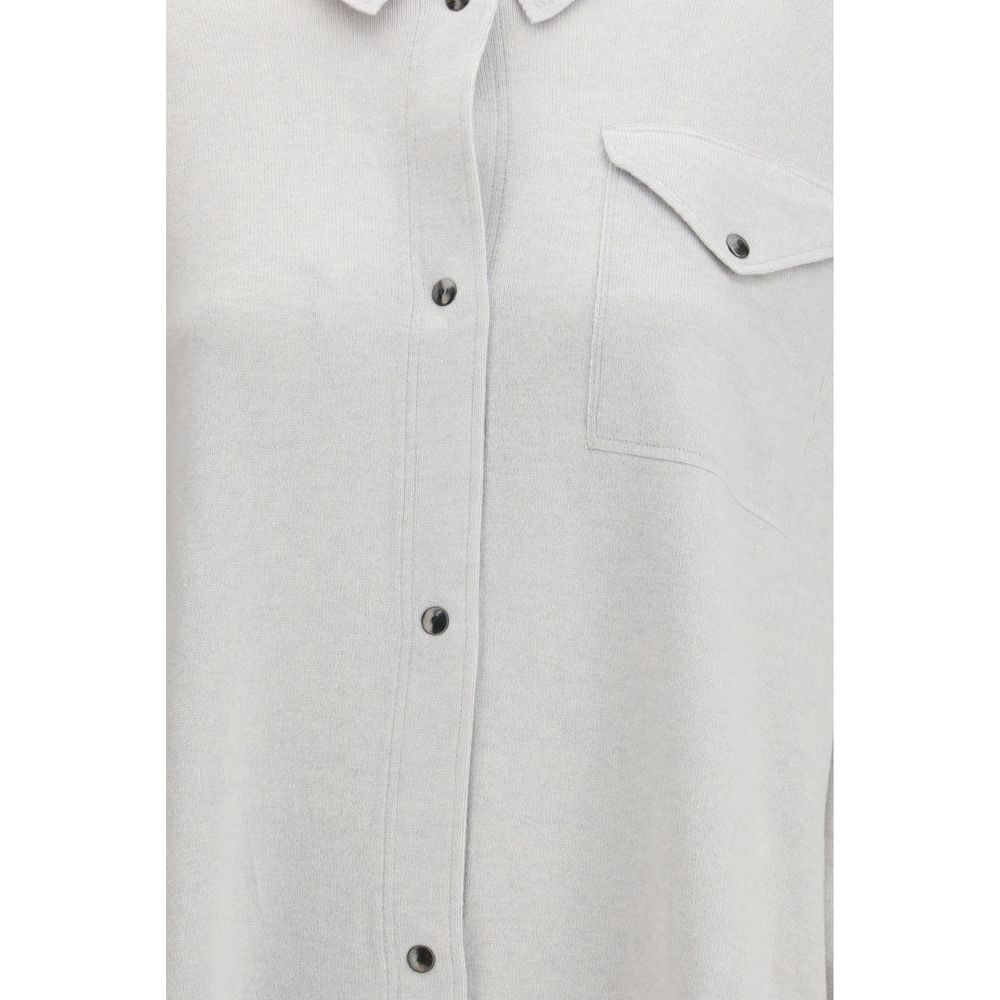Shirt by Fabiana Filippi for women in wool silk & capra leather gray features an polished silhouette, showcasing a sophisticated and detail for a truly polished finish.