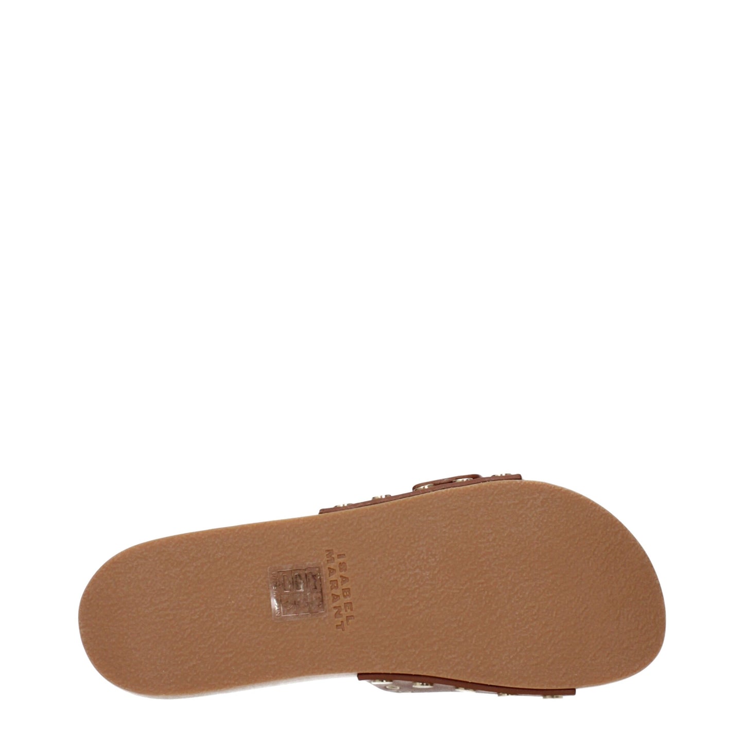 Flat Clogs Slippers by Isabel Marant for women in leather & rubber brown presents a sumptuous silhouette, perfectly capturing the sumptuous essence of Women's Leather & Rubber Flat Clogs Slippers with its signature open toe style and flat.