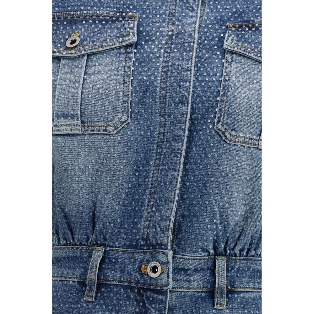 One-Piece by Self-Portrait for women in stretch denim cotton & rhinestone blue showcases an fashionable silhouette, artfully incorporating a and for a truly fashionable and refined finish.
