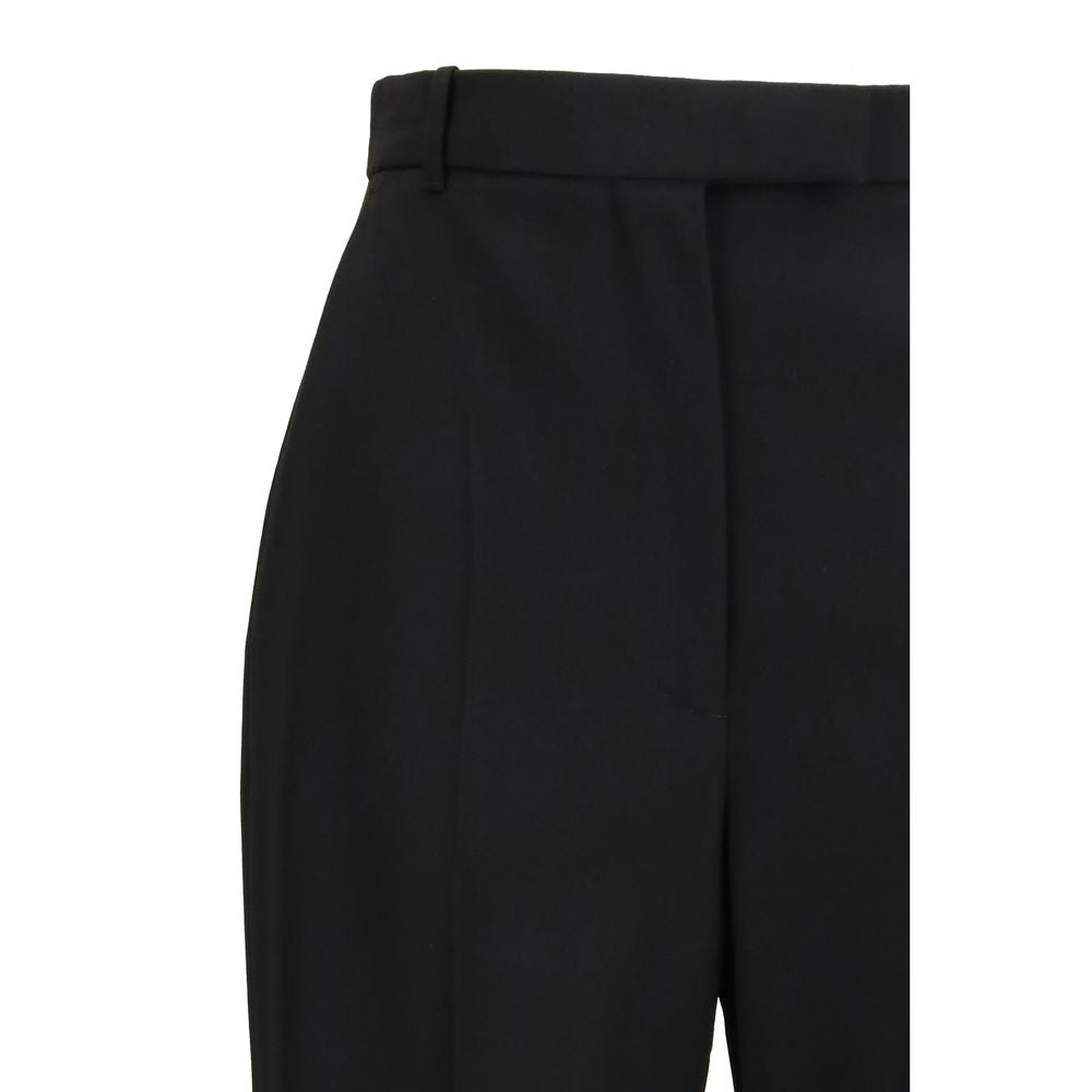 Trousers by Alexander McQueen for women in cotton black features a sculptural silhouette, showcasing a sculptural straight-leg & regular-fit and long with a sophisticated for a sculptural finish.