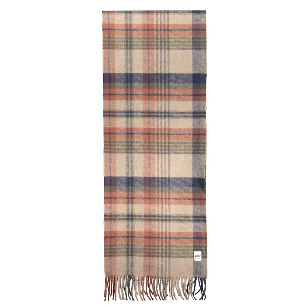 Rifle Polyester & Viscose Wrap Scarf - Brown Patterned Tartan Signature