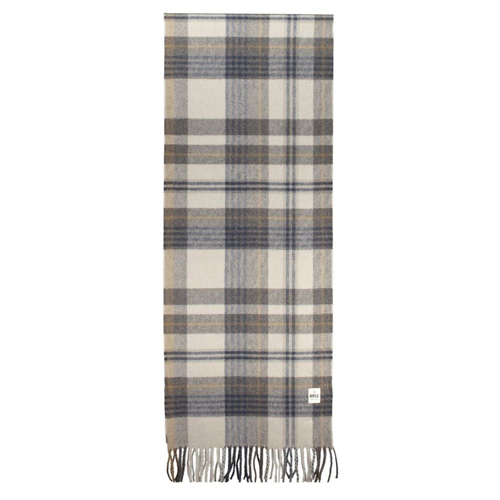 Rifle Polyester & Viscose Wrap Scarf - Gray Patterned Tartan