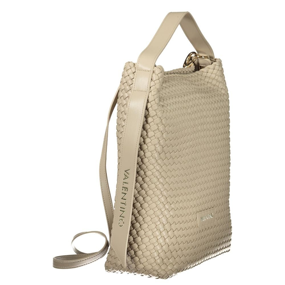 Handbag by Mario Valentino for women in polyurethane beige features a signature silhouette, showcasing a secure zipper and signature with versatile shoulder-strap, adjustable-strap & handle for a sophisticated look.