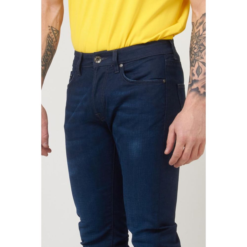 Gas Men's Slim Stretch Denim Cotton Jeans - Blue