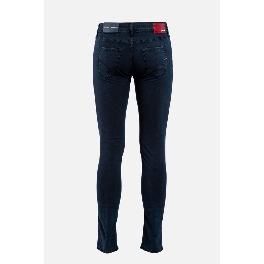 Gas Men's Slim Stretch Denim Cotton Polyester Jeans - Dark Blue