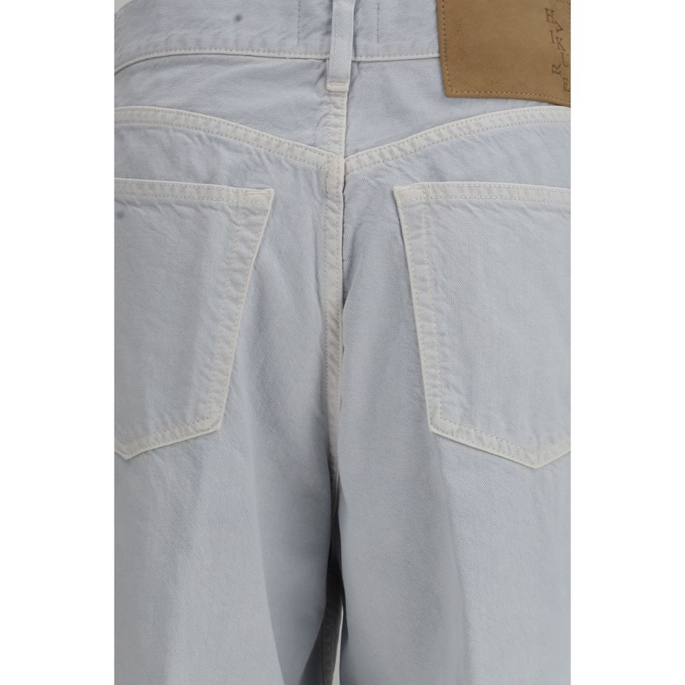 Jeans by Haikure for women in linen cotton denim twill light-blue & white presents a refined pantology silhouette, artfully defined by a refined pantology straight-leg, relaxed-fit, regular-fit & oversized, long, and a sophisticated .