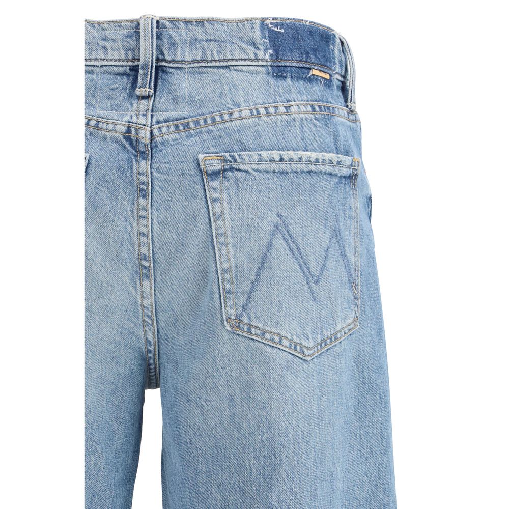 Jeans by Mother Denim for women in denim cotton blue features an refined tailoring silhouette, showcasing a premium straight, relaxed-fit, regular-fit, wide & cropped with a and cropped cut for a refined tailoring look.