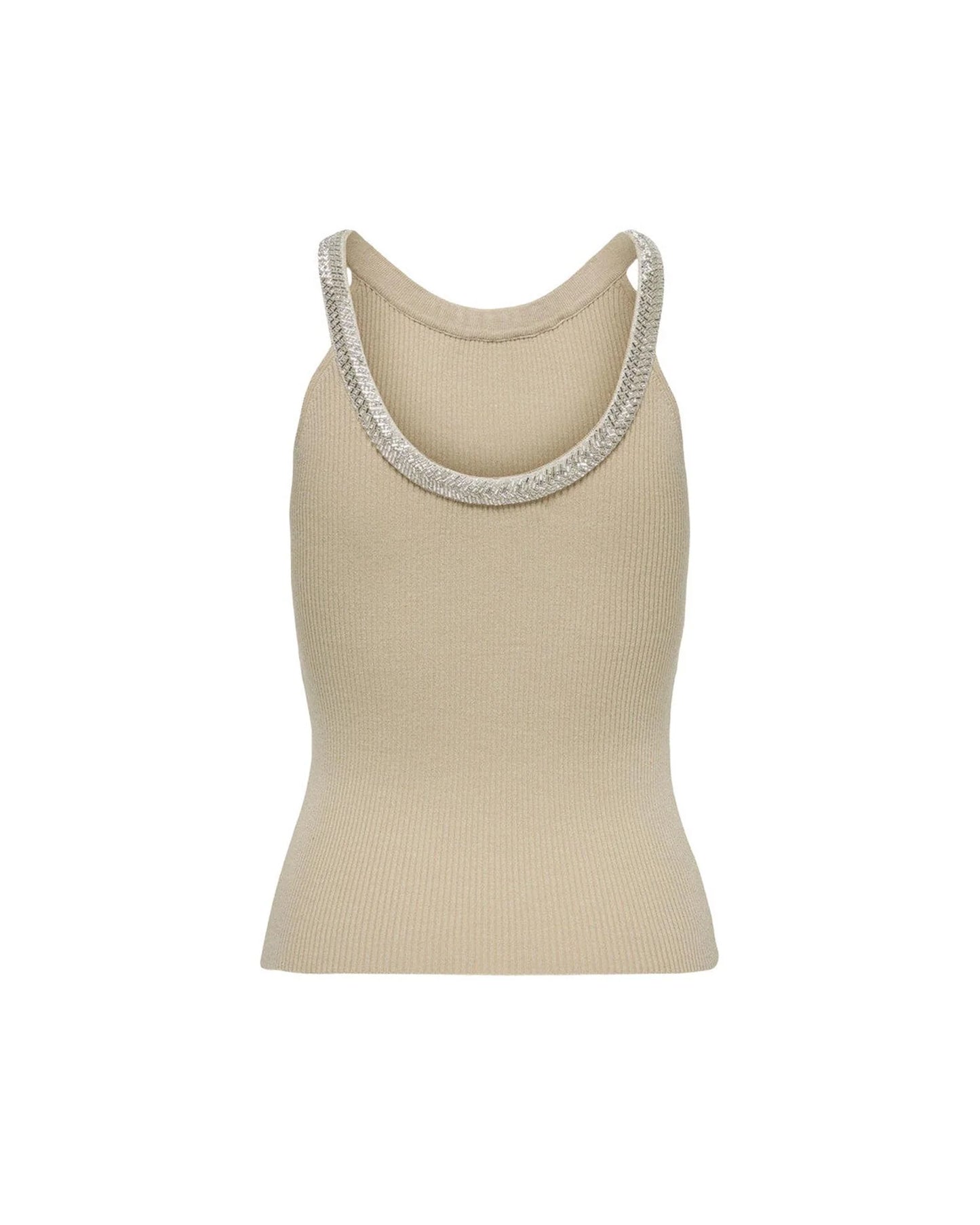 Tank Top by Only for women in stretch viscose & nylon beige presents a uncompromising silhouette, artfully detailed with a uncompromising and for a sophisticated, uncompromising finish.