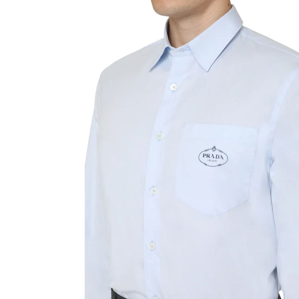 Prada Men's Long-Sleeve Cotton Dress Shirt - Blue