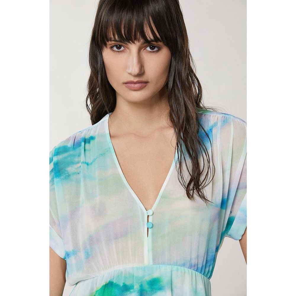 Patrizia Pepe Women's Short-Sleeve Polyester Short Dress - Turquoise Patterned