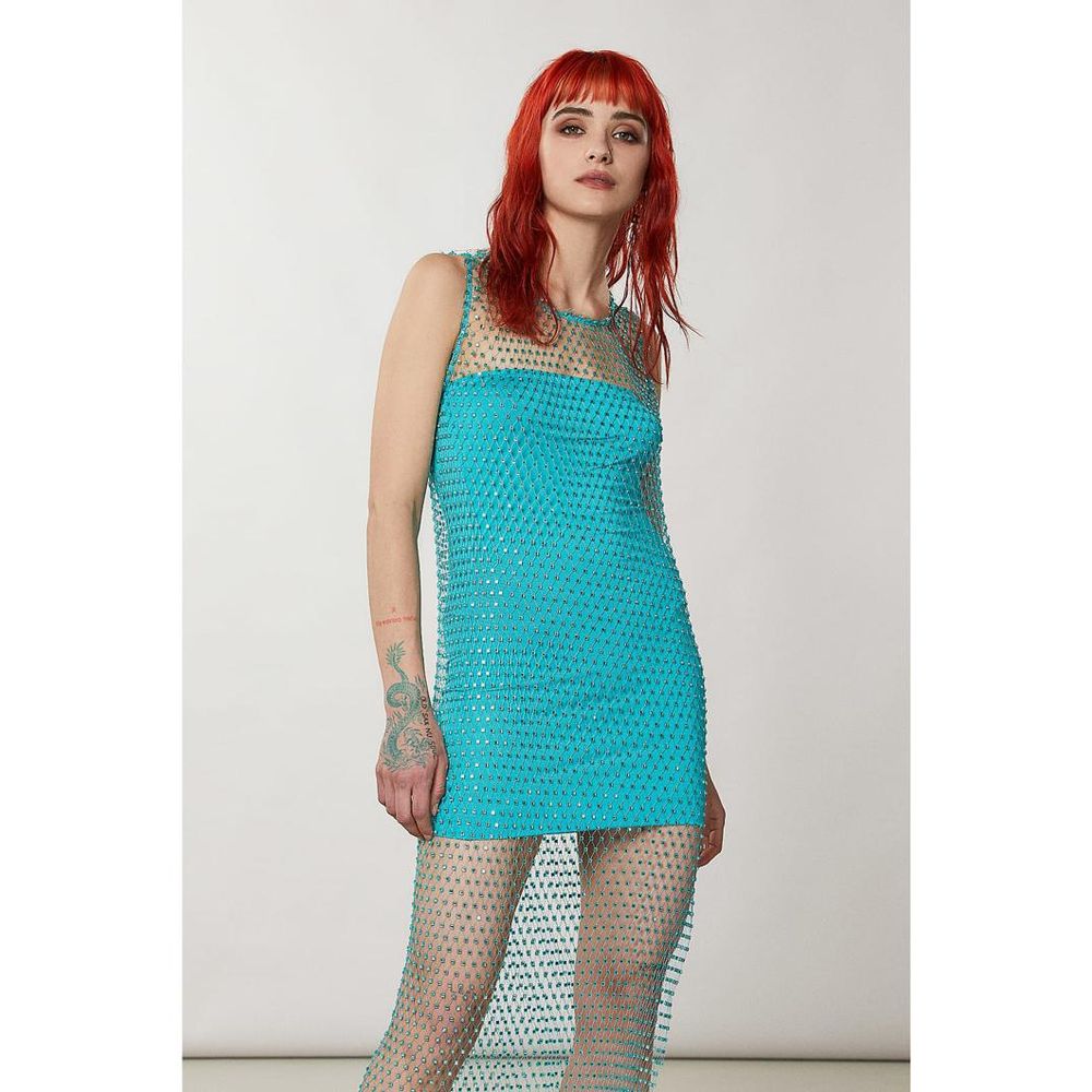Patrizia Pepe Women's Cocktail Sleeveless Polyester & Crystal Midi Dress - Multicolor Patterned