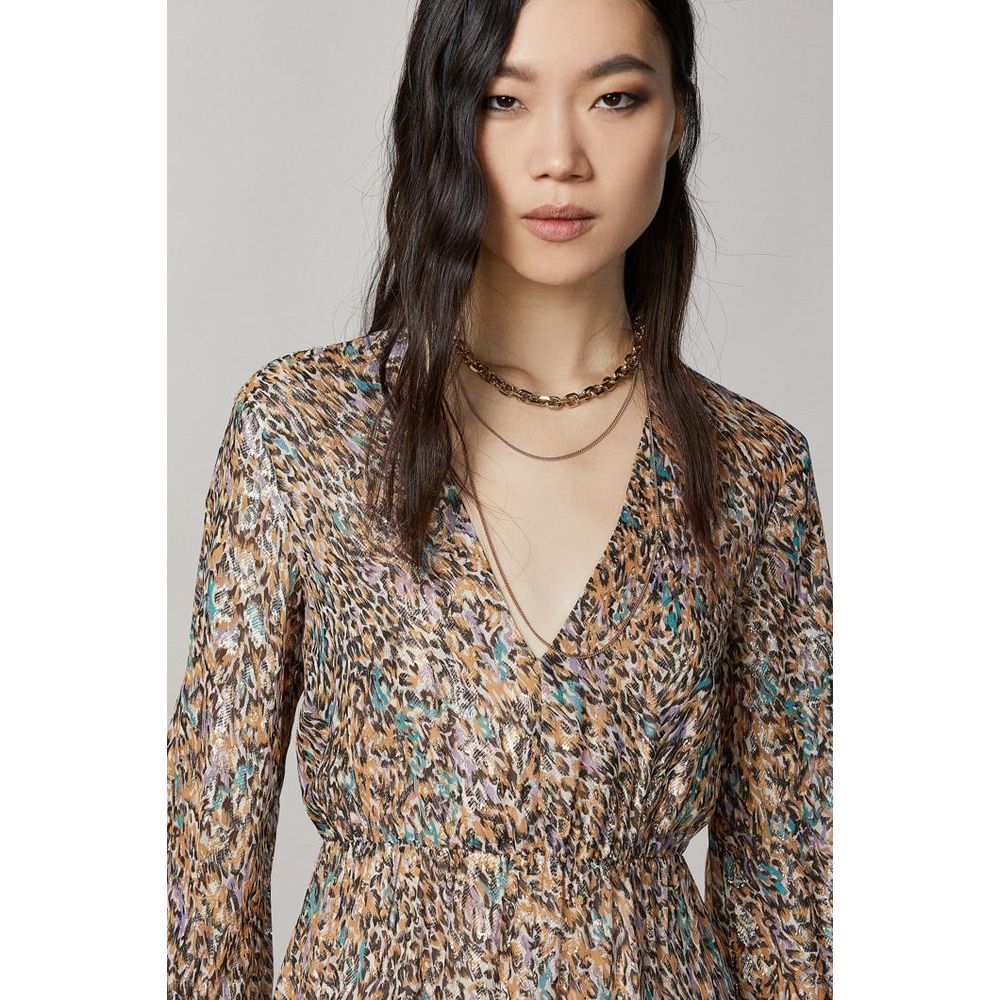 Patrizia Pepe Women's Silk Long Dress - Gold Patterned Print
