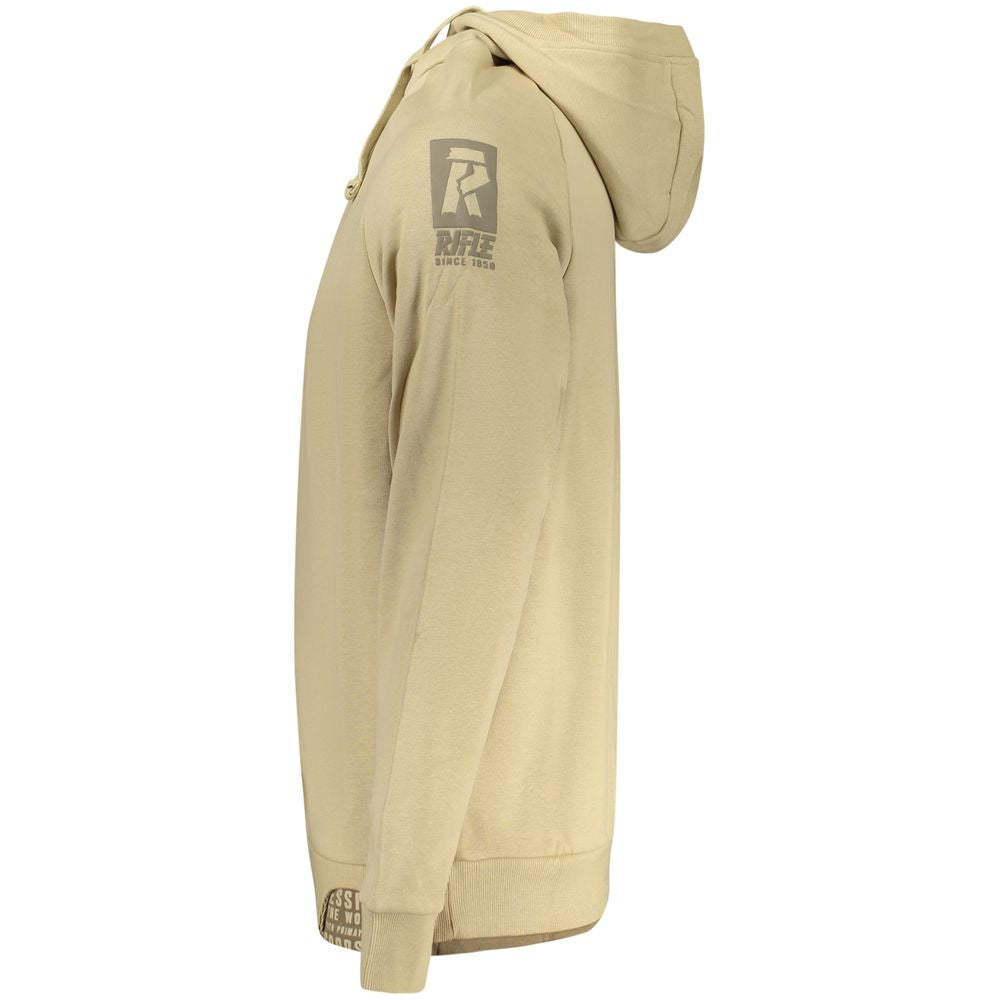 Hooded Sweatshirt Hoodie by Rifle for men in cotton polyester beige showcases a city-ready silhouette, artfully detailed with a signature and for a city-ready finish.