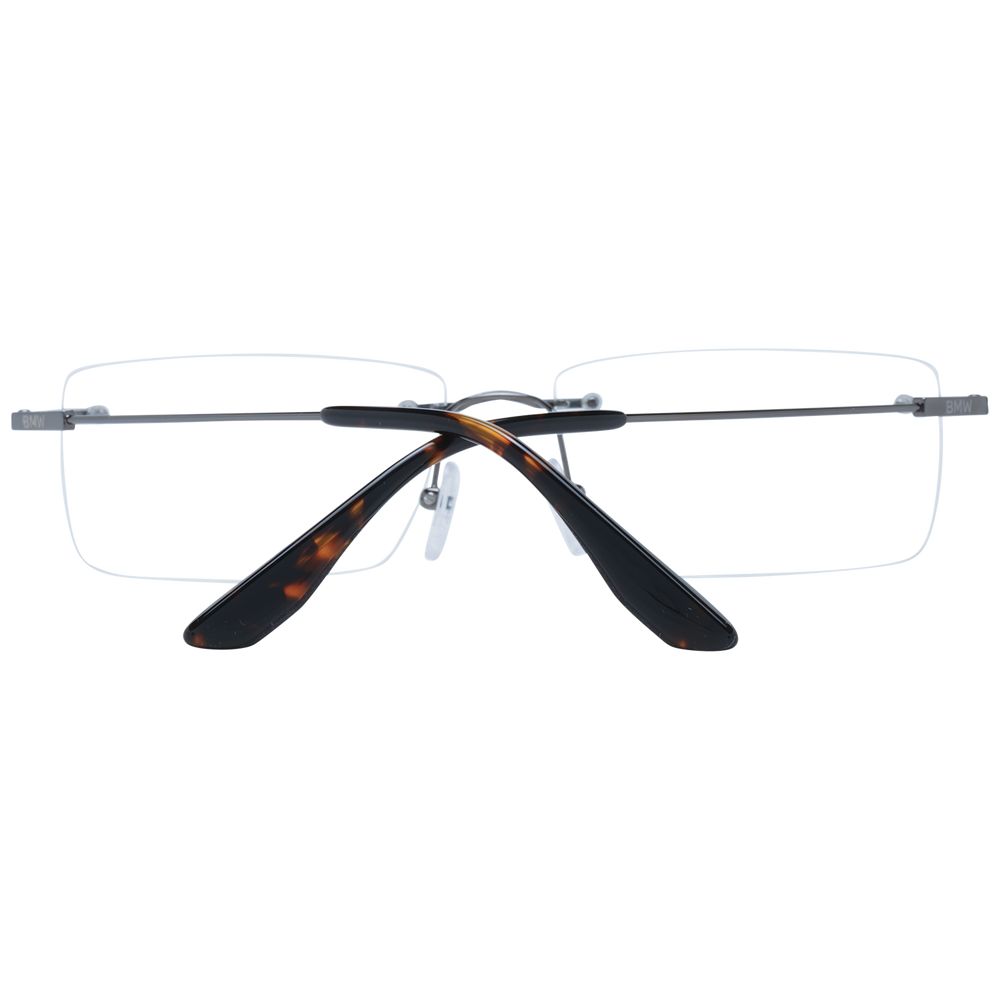 Eyeglasses Frames by BMW for men in titanium gray features an refined silhouette, showcasing the refined gunmetal coloured frame and sophisticated rimless frame design.