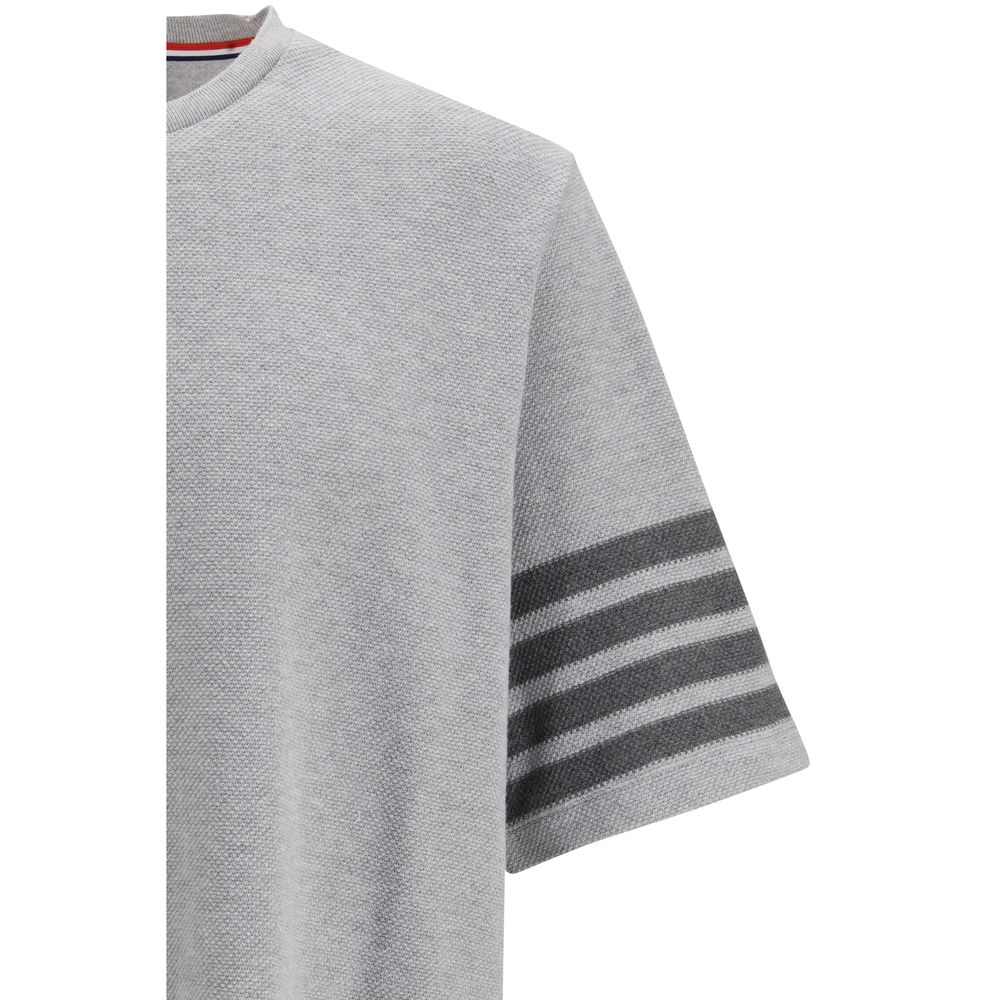 Activewear T-Shirt by Thom Browne for men in cotton gray, signature & striped features an ergonomic design with , highlighting a ergonomic length and ergonomic for a high-performance look.