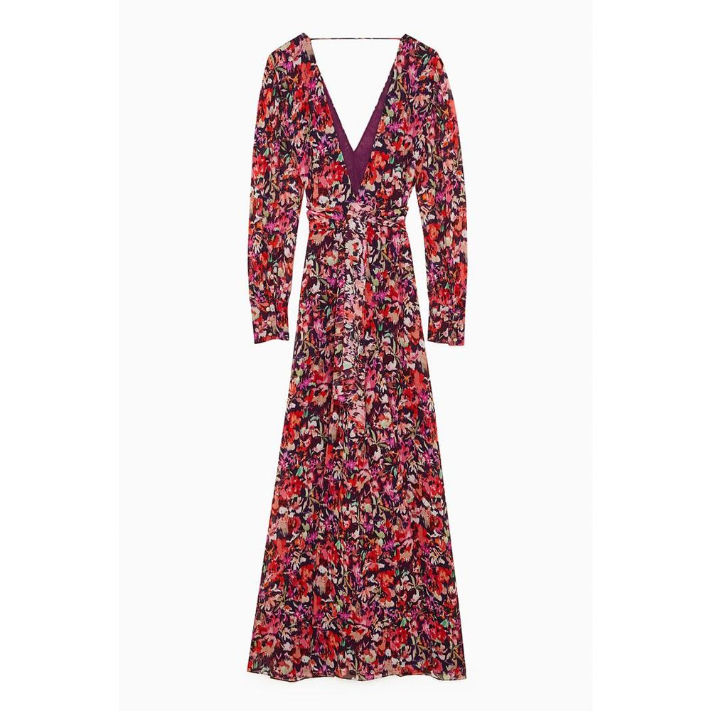 Patrizia Pepe Women's Long-Sleeve Viscose Long Dress - Red Patterned Floral