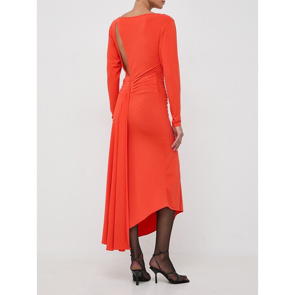 Patrizia Pepe Women's Gown Long-Sleeve Acetate & Nylon Long Dress - Orange