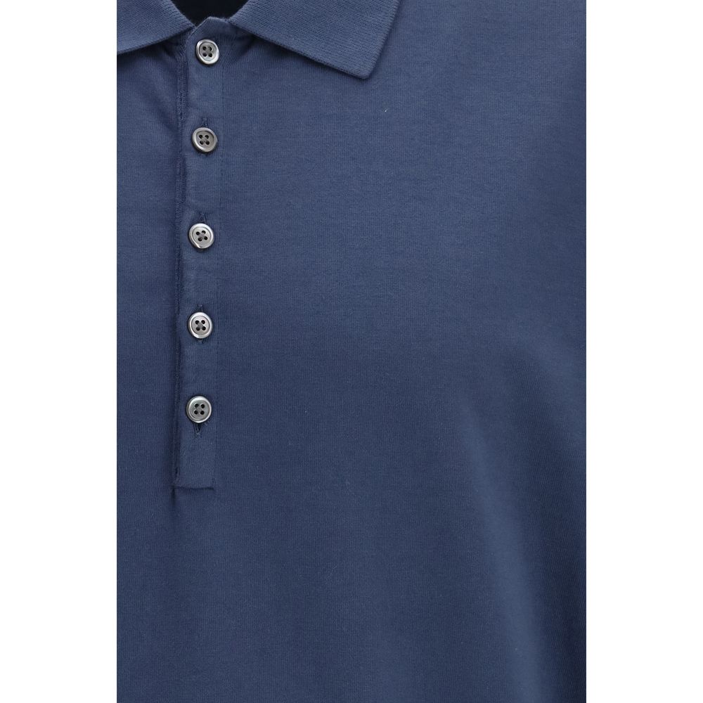 Polo Shirt by Thom Browne for men in cotton blue, signature & striped presents a sleek silhouette, featuring a refined and for a sleek finish.