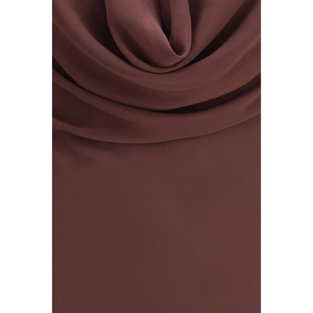 Hooded Dress by The Andamane for women in silk brown features an cute silhouette, detailed with a and that elegantly flows into a cute long.